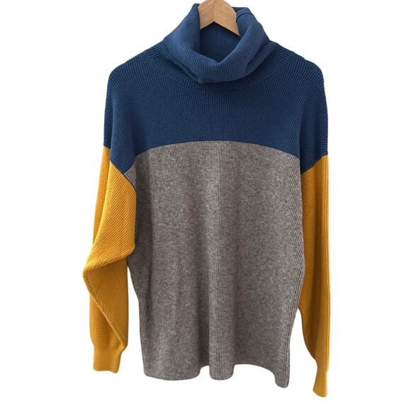 Free People Softly Structured Colorblock Sweater Blue Size Small - Picture 4 of 10